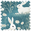 Bunny Meadows, Teal - Motorised Roman Blind